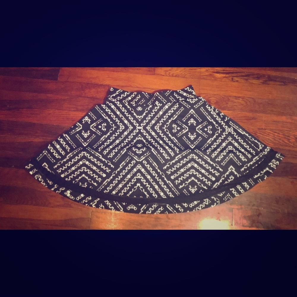 Black & White Geometric Skater Skirt